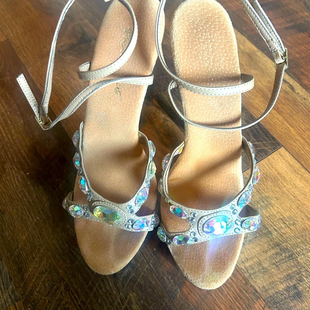 Sparkling Rhinestone Strap Heels - image 1